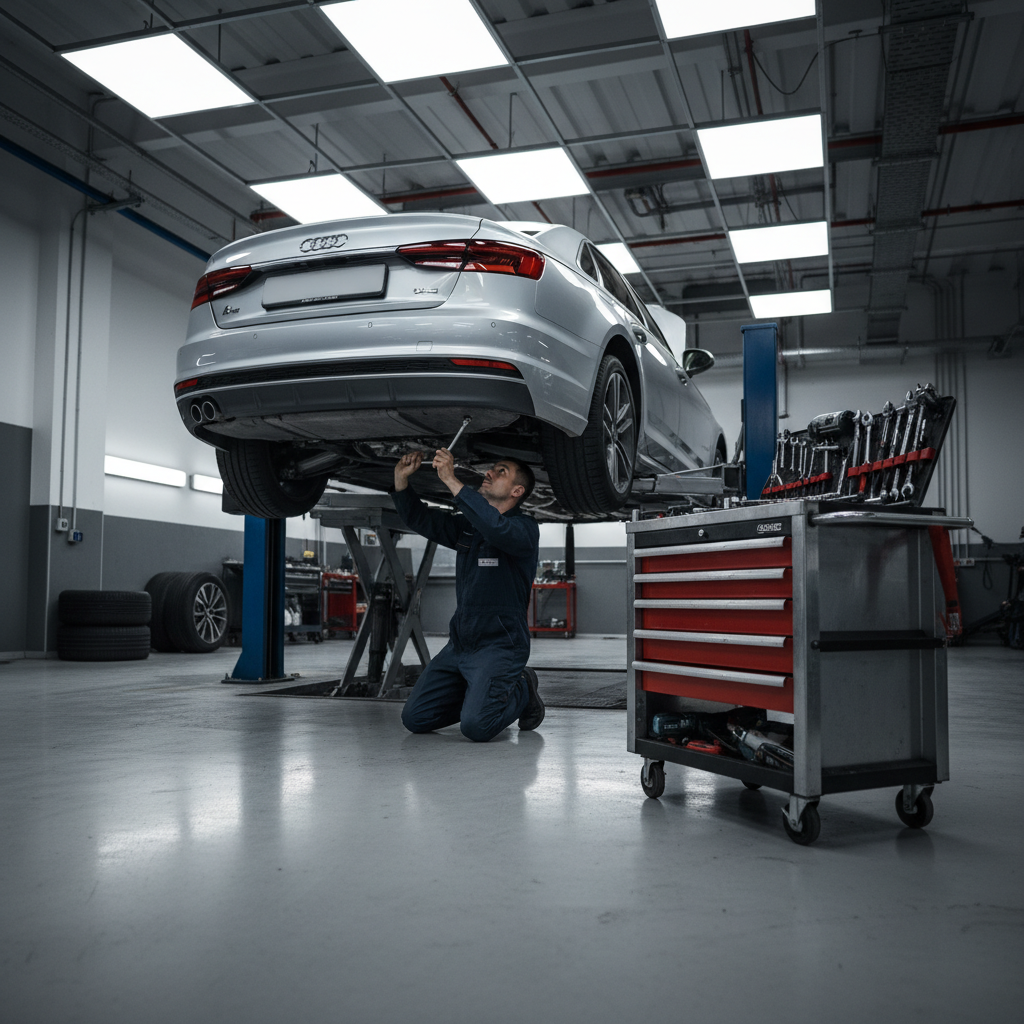 Audi A4 на подъёмнике