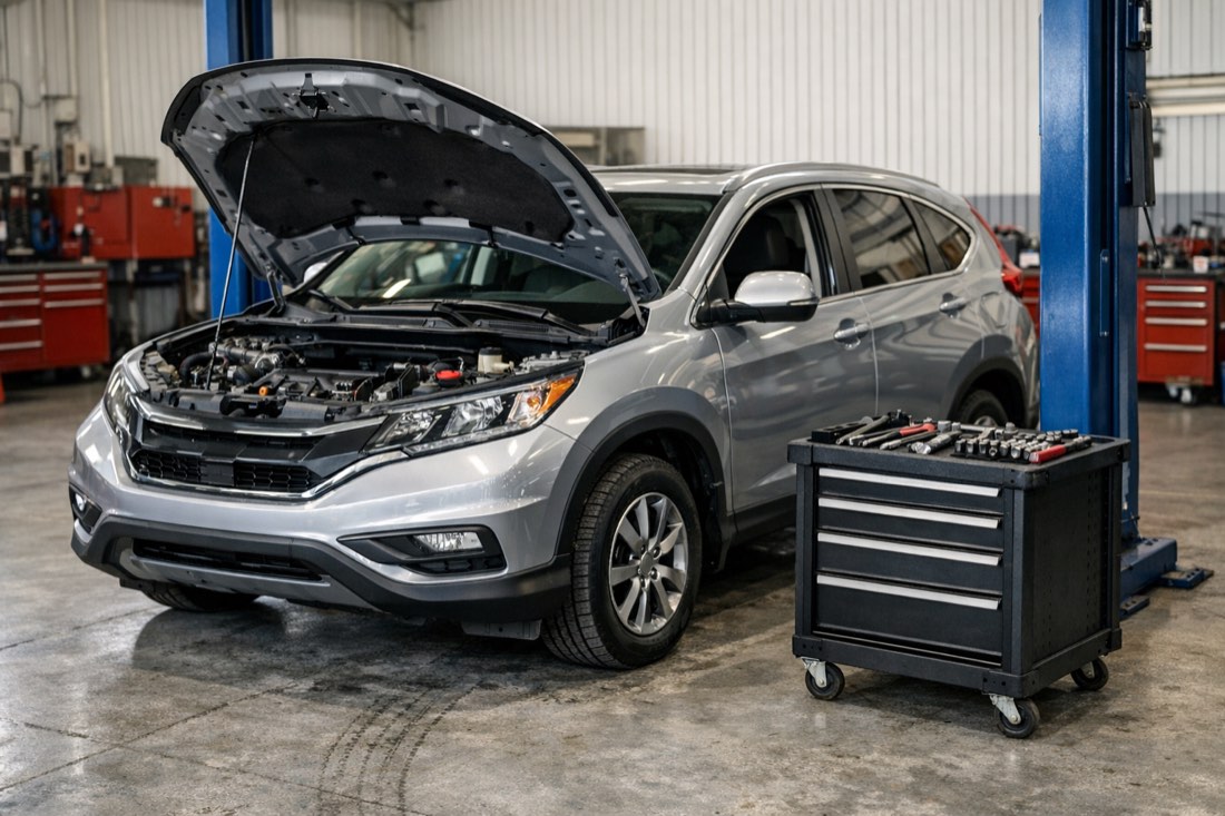 Honda в ремонтном боксе, диагностика двигателя