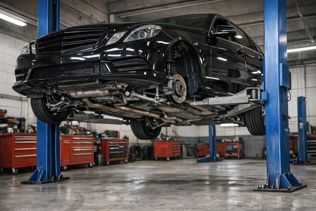 Mercedes-Benz на подъёмнике — Авто-Сервис 52, Нижний Новгород