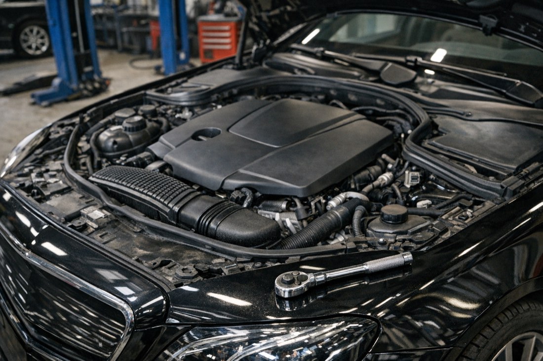Подкапотное пространство Mercedes-Benz — обслуживание в сервисе