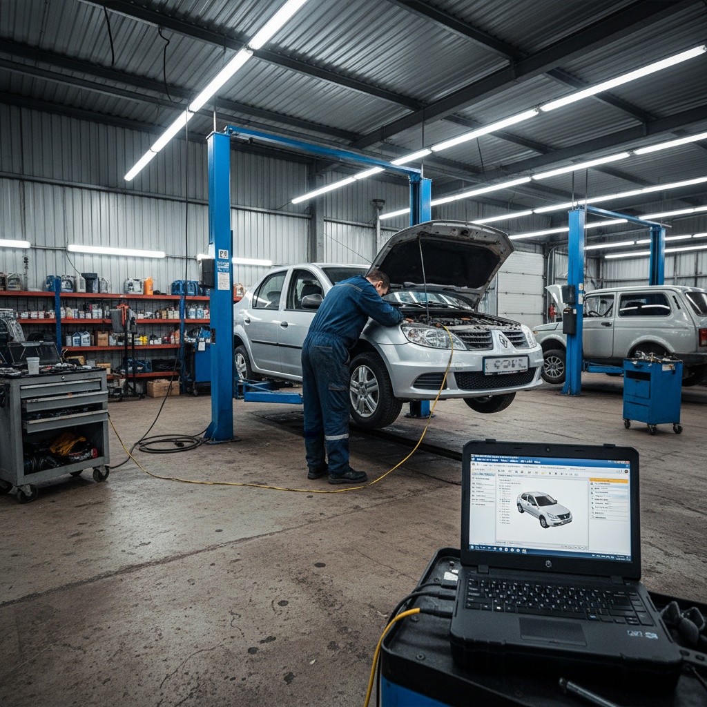 Renault Duster на подъёмнике